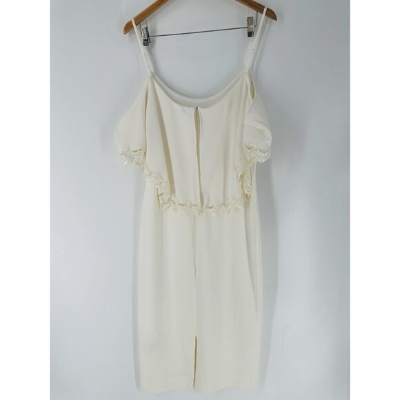 Dress the Population Beth Overlay Dress White Womens M Read - Picture 7 of 11